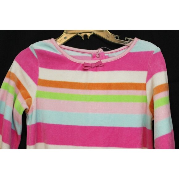 2008 Gymboree Sweet Tooth Sleeper sz 18-24 Months NWT Velour Bow Colorful Stripe - Picture 2 of 8